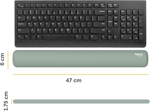 Suport incheietura Fellowes, Breyta Microban pentru tastatura, 47 x 6 cm, salvie